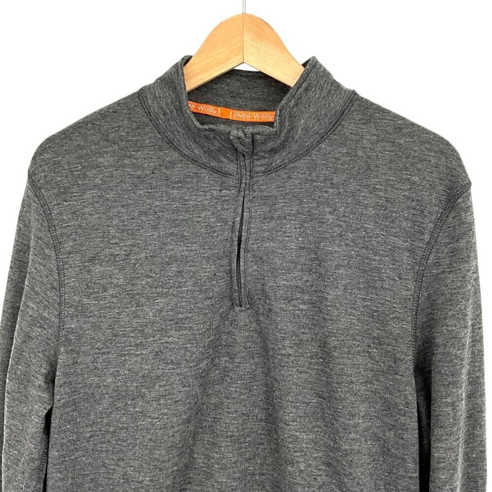 Omni Wool Size XL 1/4 Zip Base Layer Top Gray Long Sleeve Wool Poly Blend - Picture 2 of 8